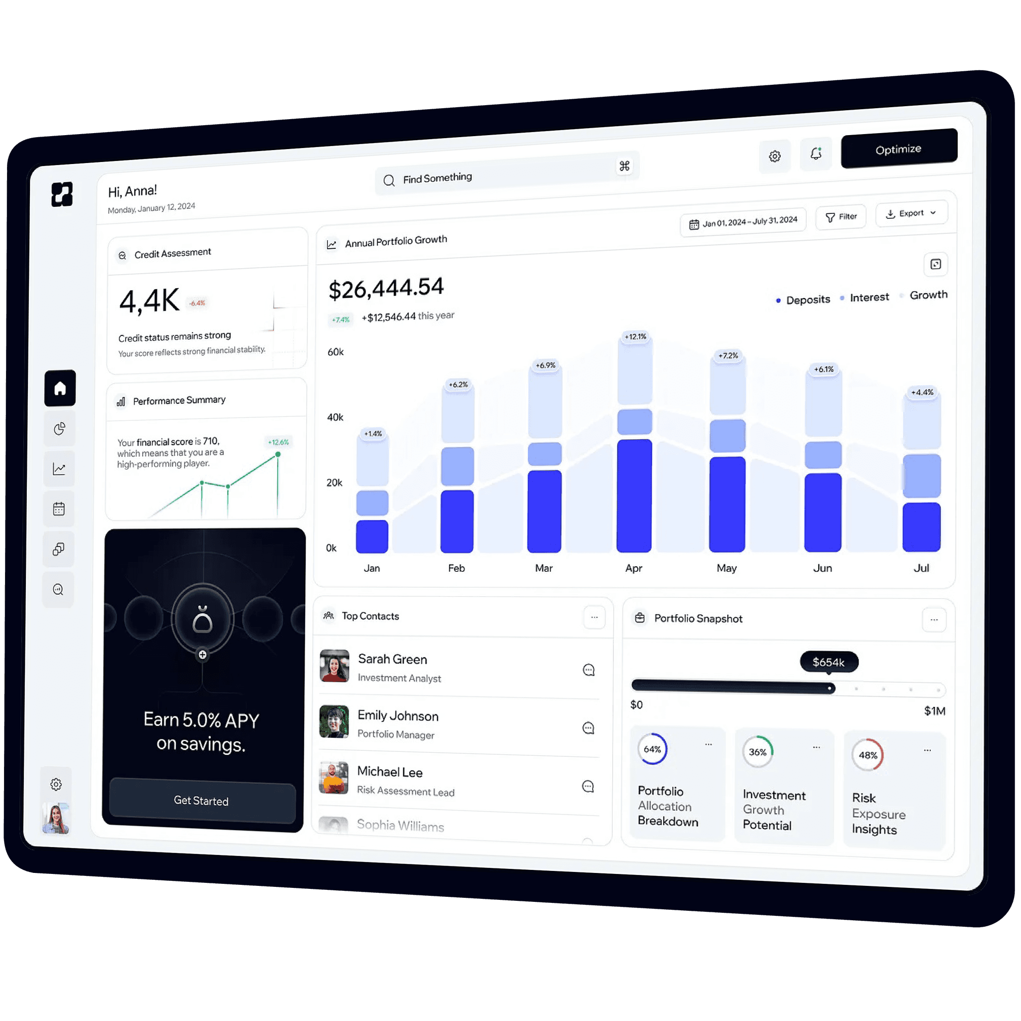 Octacreations dashboard mockup
